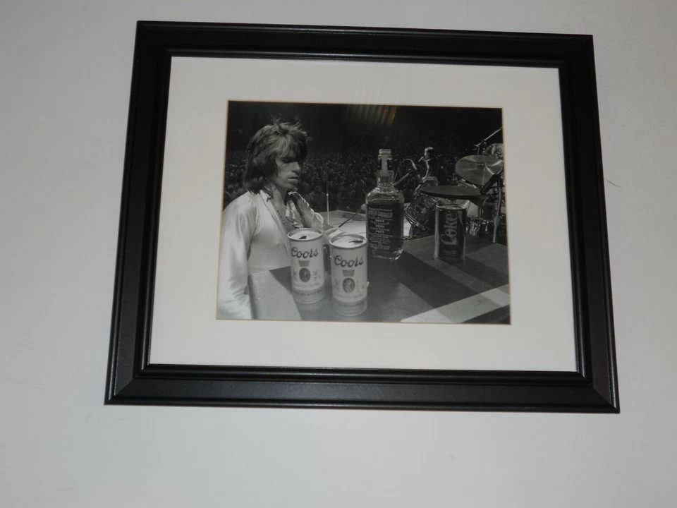 Rolling Stones Keith Richards on Stage Coors, Jack, Coke 1972 Pic Framed 14"x17" - Image 1 of 1