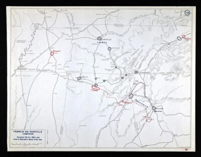West Point Civil War Map Nashville Chattanooga Atlanta Prior Sherman's March Sea - Image 1 of 3