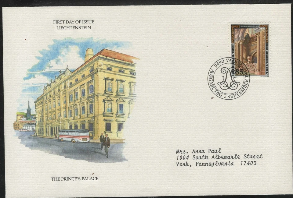 LIECHTENSTEIN 1987 FIRST DAY COVER THE PRINCES PALACE - Image 1 of 1
