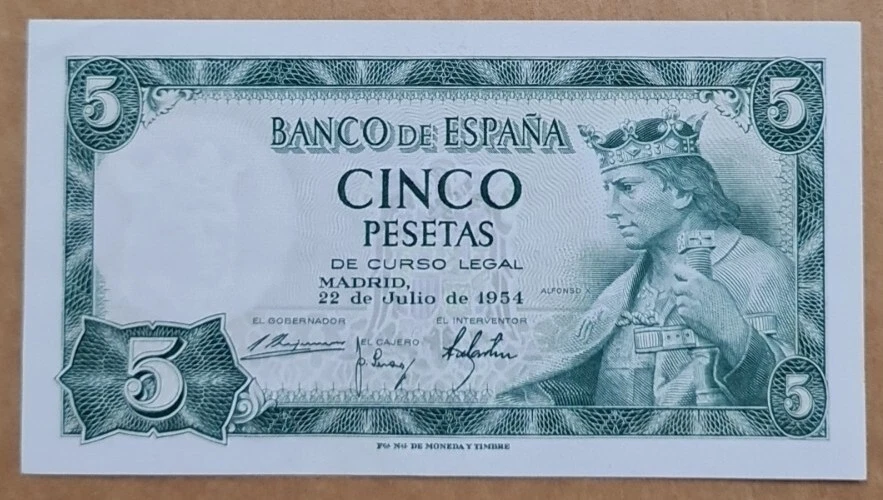 1954 SPAIN 5 PESETAS *MADRID* 'UNC'【P-146a】 - Image 1 of 4