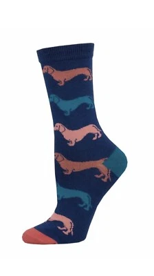 Calcetines Socksmith Mujer Bambú Crew Dachshund Cachorro Perros Genial Novedad Calzado Foto 1 de 4