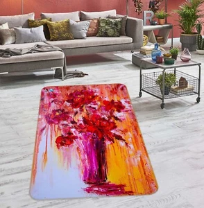 3D Red Vase Flowers G57 Mat Elegant Photo Carpet Rug Skromova Marina Erin - Picture 1 of 5