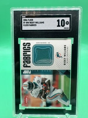 2006 Fleer Fabrics Ricky Williams Jersey Patch #FF-RW Miami Dolphins SGC 10 - Image 1 of 3