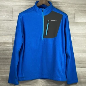 Eddie Bauer First Ascent Sweater Mens Large Blue Pullover 1/4 Zip Fleece Jacket - Picture 1 of 12