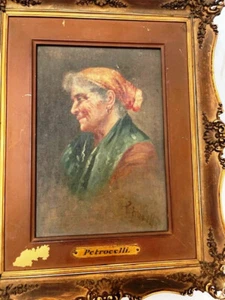 Gemälde einer alten Frau im sehr verzierten Rahmen Arturo Petrocelli signiert - Bild 1 von 7