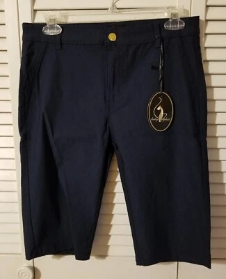 NWT Baby Phat Juniors Size 13 Navy Blue Slim Bermuda Shorts Cotton Blend  - Image 1 of 4