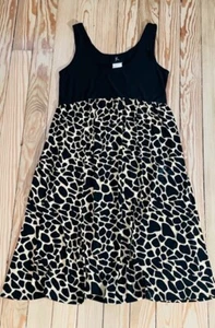 K Originals Women's SunDress Black/Beige Animal Print,  Size 10 - Picture 1 of 2
