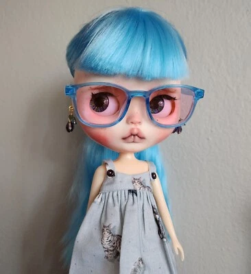 Gafas de sol rosa con marco azul para muñeca Blythe 1/6 roble BJD Foto 1 de 2