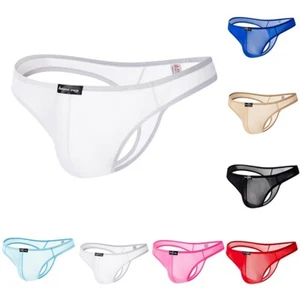 Men Sexy Lingerie Ice Silk Sheer Pouch G-string Thong Briefs Underwear Underpant - Picture 1 of 40