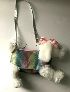 Girl's Capelli White Puppy with Pink Bows and Rainbow Sparkle Purse NEW - Picture 1 of 4