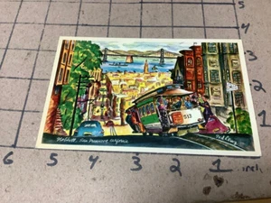 Postcard -- Nob Hill, San Fransico Ca. TED LEWY unp - CABLE CAR, TROLLEY - Picture 1 of 2