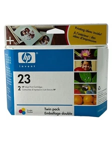 HP 23 Genuine Inkjet Cartridge Tri-Color Ink Twin Pack New Factory Sealed C1823T - Picture 1 of 3