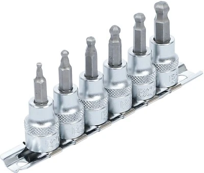 6 tlg Kugelkopf Innensechskant 3/8" Stecknuss Set 3 - 8 mm Für Inbus Schraube - Bild 1 von 3
