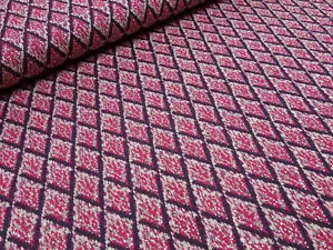 Stoff Viskose Lurex Glitzer Jersey Retro Rauten pink lila silber Kleiderstoff - Bild 1 von 4