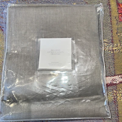 NEW Restoration Hardware BELGIAN OPAQUE LINEN Curtain Panels Drapery 50”x96" FOG - Image 1 of 4