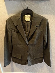 Max Studio Tweed Blazer Womens 12 Grey Check Easton Country Hacking Jacket - Picture 1 of 4