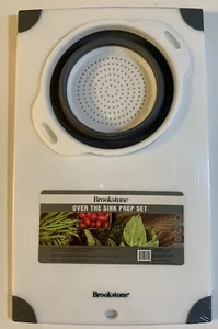 NEW Brookstone Over The Sink Prep Set Cutting Board w/Removable Washing Bowl - Picture 1 of 7