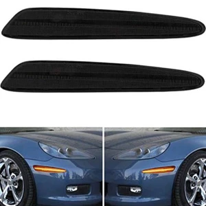 For 2005-2013 Chevy Corvette C6 Front Smoked Lens Amber LED Side Marker Lights - Picture 1 of 11