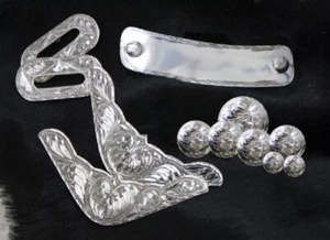 12 pc. ENGRAVED SILVER TRIM KIT for horse saddle Corner Cantle Horn Plate Concho - Picture 1 of 1