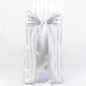 100 Satin Chair Cover Sash Bows 6"x108" 30 Colors Made in U.S.A Wedding Party 