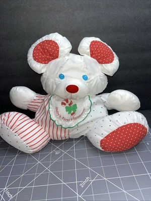 1990 Fisher Price Puffalump Baby's First Christmas Mouse Plush Rattle Inside  - Image 1 of 4