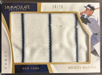Parche de camiseta Jumbo Panini Immaculate Mickey Mantle 2017 con rayas/20 USD raro$ Foto 1 de 2