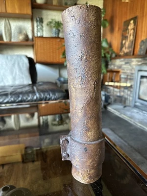 Signed J.H - 81  Brutalist / Industrial Studio Pottery Cylinder Vase. Example D - Image 1 of 4