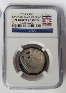 2014-S Baseball Hall of Fame Half Dollar Commemorative Proof 50C NGC PF70 UCAM - Picture 1 of 2