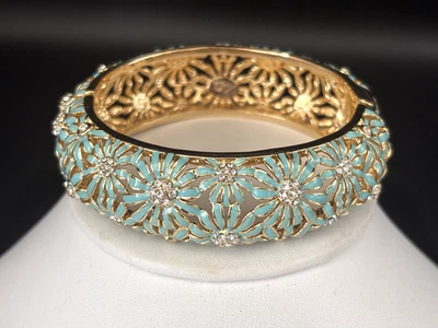 Браслет-цветок Joan Rivers золотистый свет бирюзовая эмаль и кристалл - Изображение 1 из 4