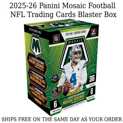 2025-26 Panini Mosaic Football NFL Trading Cards Factory Sealed Blaster Box