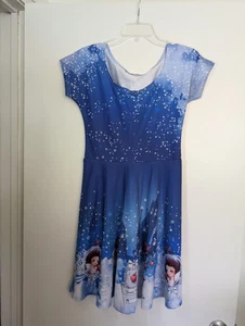 Disney Snow White Blue Dress White Stars & Snowflakes Women's M - Picture 1 of 14