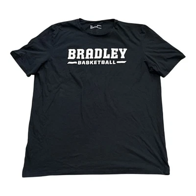 Under Armour Bradley Braves Basketball NCAA Black Heat Gear T Shirt Mens Medium - Image 1 of 4