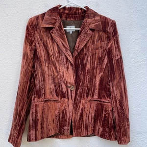 Armorica Velvet Blazer Jacket Womens 42 Small Rust Orange Tailored Rare Classic - Picture 1 of 22