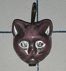 1940s Czech Glass Cat Face CRACKER JACK Toy Charm Vintage Prize