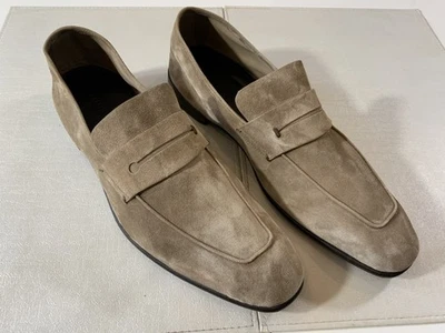 Ermenegildo  Zegna  L’Asola Men’s Taupe Suede  Loafers Shoes Size 12 - Image 1 of 4