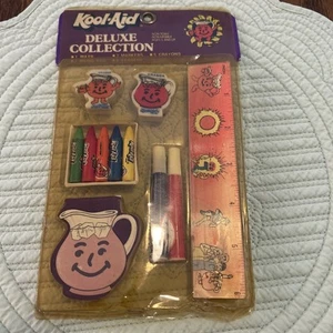 Kool-Aid Deluxe Collection 1983 Collectible Crayons, Ruler, Erasers, NEW J30 - Picture 1 of 5