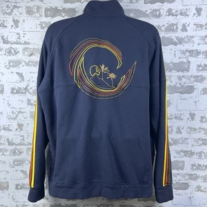 Vintage Adidas Trainingsjacke 2XL Navy Erdton Streifen Sonnenuntergang Rücken Stickerei Y2K - Bild 1 von 17