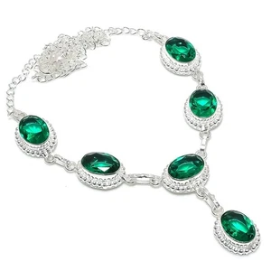 Mint Tourmaline Gemstone Handmade 925 Sterling Silver Jewelry Necklace Size 18" - Picture 1 of 1
