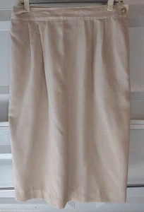 Vintage Catalina Womens 12 Tan Skirt Elastic Back Slit Pocket Hook & Eye Closure - Picture 1 of 6