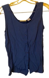 Blusa Liz Claiborne Collection Azul Sin Mangas Abotonada S Rayón Mujer Top - Imagen 1 de 5