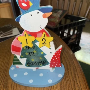 Holz Schneemann Weihnachten Countdown (1 Stern fehlt mit #9) - Bild 1 von 5