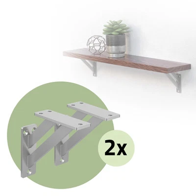 4x Supporto per mensole in alluminio argento 12x12 cm staffe per mensola pesanti - Immagine 1 di 4