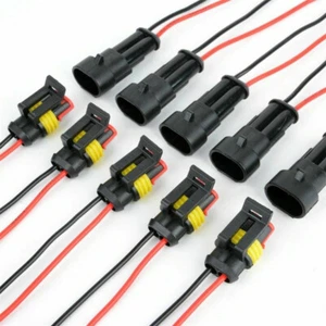 5x 2Pin Way Car Waterproof Male Female Electrical Connector Plug w/10cm Wire Kit - Picture 1 of 10