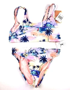 Hobie Girls Bralette Bikini Top And Hipster Bikini Bottom, Size 14, Tropical - Picture 1 of 5