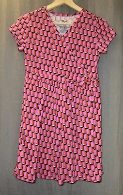 Vestido Diane Von Furstenberg DVF Target Manga Corta Rosa Moderno GeoImitación Envolvente Foto 1 de 4