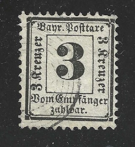 SELLO BAVARIA #J3-- 3kr FRANQUEO DEBIDO -- SIN HILO -- 1870 -- USADO - Imagen 1 de 3