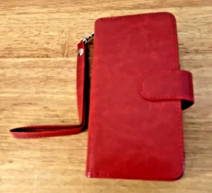 RED iPhone 13 Wallet Case PU Leather Flip Folio Magnetic Detachable Cover-NEW - Picture 1 of 7