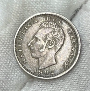 Moneda de plata Ecuador 1902 de un decimo excelente estado alto valor - Imagen 1 de 6