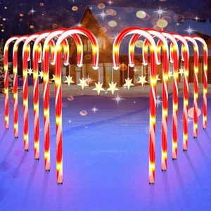 1set Solar Christmas Candy Cane Lights,Outdoor Decoration (warm Light) - Picture 1 of 9