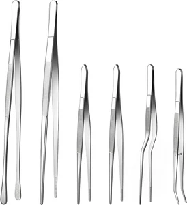Cooking Tweezers Set, 6 Pieces, 12'' and 6.3'' Stainless Steel Kitchen Tongs - Picture 1 of 12